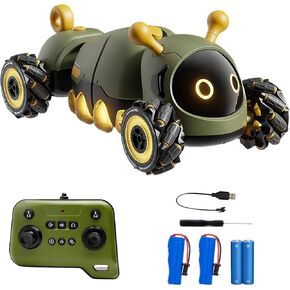 ألعاب سيارات RC المثيرة للتحكم عن بعد، شاحنة حيلة تعمل بالتحكم عن بعد بمستشعر للإيماءات وتأثيرات ضوئية، انجراف حيلة بزاوية 360 درجة ومعظم التضاريس، تحويل الدفع الرباعي للطرق الوعرة للأولاد من عمر 3 إلى 12 عامًا للأطفال (البق الأخضر) in Kuwait