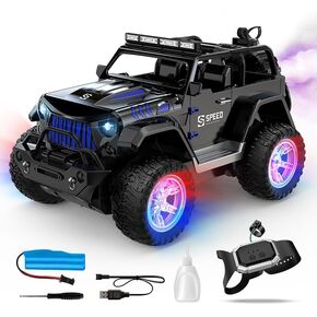 Gesture RC Car, Off-Road Monster Truck, Smoke Effect, Adjustable Color Lights & Music, Realistic Engine Sounds, Waterproof Remote Control Car for Boys Kids Birthday Gift Toy 6+ in Saudi Arabia