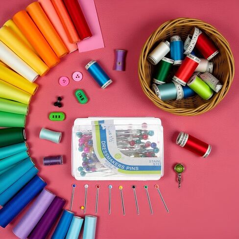 100 Pcs Dressmaking Sewing Pin Straight Pins Round for Head Color Corsage Head Pins 3 Inch Sewing Notions and Supplies in Saudi Arabia
