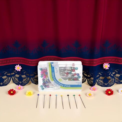 100 Pcs Dressmaking Sewing Pin Straight Pins Round for Head Color Corsage Head Pins 3 Inch Sewing Notions and Supplies in Saudi Arabia