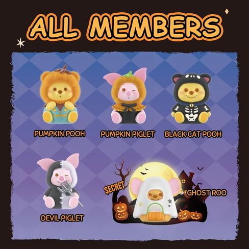 MINISO Disney Winnie The Pooh Pumpkin Night Pocket Monster Blind Box Figurine - Surprise Collectible Vinyl Figures, Cute Autumn Halloween Collectible for Home Decor, Gifts, Display (Single Box) in Saudi Arabia