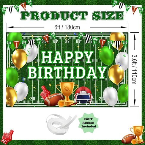 Avezano Football Happy Birthday Banner Football Happy Birthday Backdrop Party Decorations Touchdown Sports Game Party Banner Decor for Boys Kids Teens Game Day (6x3.6ft) in Saudi Arabia