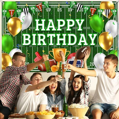 Avezano Football Happy Birthday Banner Football Happy Birthday Backdrop Party Decorations Touchdown Sports Game Party Banner Decor for Boys Kids Teens Game Day (6x3.6ft) in Saudi Arabia