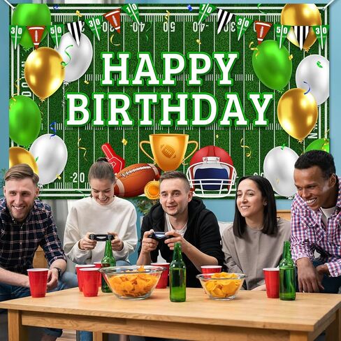 Avezano Football Happy Birthday Banner Football Happy Birthday Backdrop Party Decorations Touchdown Sports Game Party Banner Decor for Boys Kids Teens Game Day (6x3.6ft) in Saudi Arabia