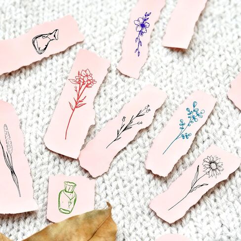 8 Pcs Vintage Wooden Rubber Stamps, Retro Flower Scrapbooking Stamps for Crafting, Decorative Cute Rubber Stamp Set for DIY Craft Journals Scrapbooking Painting Letters Diary and Card Making in Saudi Arabia