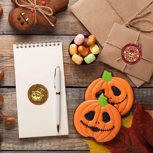 Skeleton Wax Seal Stamp Halloween Wax Seal Stamp Removable Brass Head with A Pear Wood Handle for Decorating Halloween Party Invitations Wine Packaging Greeting Cards Gifts in Saudi Arabia