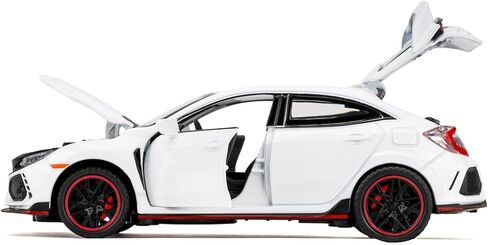 1:32 Scale Civic Type R Model Car，Toy Vehicle with Sound & Light, Pull Back Function & Openable Doors - Premium Diecast Collectible with Realistic Details White in Saudi Arabia