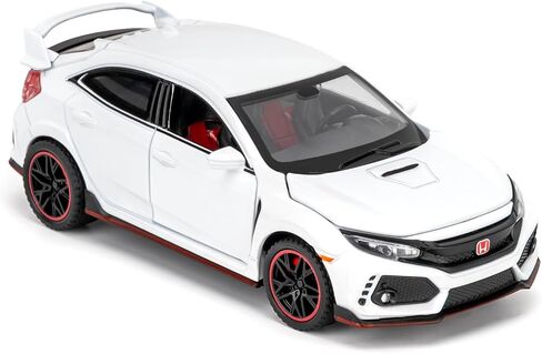 1:32 Scale Civic Type R Model Car，Toy Vehicle with Sound & Light, Pull Back Function & Openable Doors - Premium Diecast Collectible with Realistic Details White in Saudi Arabia
