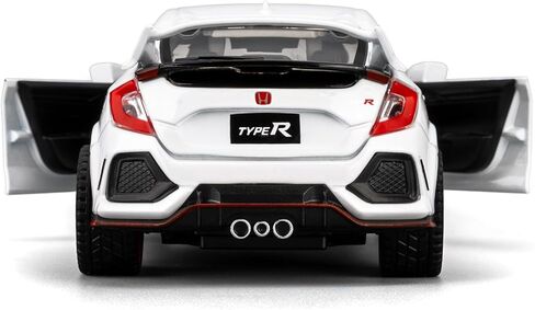 1:32 Scale Civic Type R Model Car，Toy Vehicle with Sound & Light, Pull Back Function & Openable Doors - Premium Diecast Collectible with Realistic Details White in Saudi Arabia