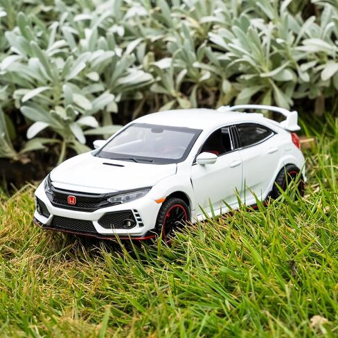 1:32 Scale Civic Type R Model Car，Toy Vehicle with Sound & Light, Pull Back Function & Openable Doors - Premium Diecast Collectible with Realistic Details White in Saudi Arabia