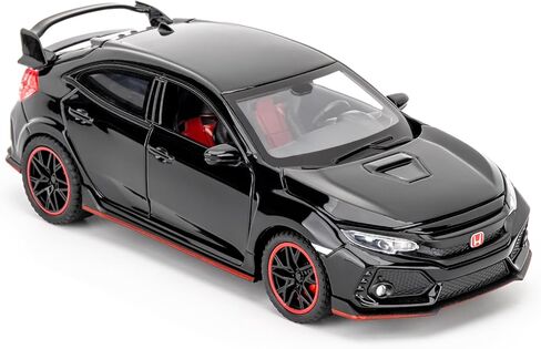 1:32 Scale Civic Type R Model Car，Toy Vehicle with Sound & Light, Pull Back Function & Openable Doors - Premium Diecast Collectible with Realistic Details White in Saudi Arabia