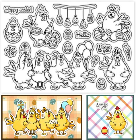 CHGCRAFT Easter Cartoon Chicken Pattern Clear Stamps Easter Animals Silicone Stamp Seal for DIY Scrapbooking and Card Making Paper Craft Decor 6.3 × 4.3 Inch in Saudi Arabia