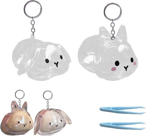 Rabbit Fur Storage Bottle - 2 Pack Rabbit Hair Storage Keychain, Transparent Memorial Pendant for Pet Keepsake, Grief Comfort Accessory in Kuwait