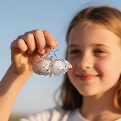 Rabbit Fur Storage Bottle - 2 Pack Rabbit Hair Storage Keychain, Transparent Memorial Pendant for Pet Keepsake, Grief Comfort Accessory in Kuwait