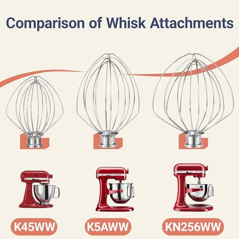 ملحقات الخفق، أسلاك من الفولاذ المقاوم للصدأ، أجزاء K45WW آمنة للاستخدام في غسالة الأطباق، تناسب 4.5 كوارت و5 كيو تي، خلاط حامل برأس مائل من كيتشن إيد in Kuwait