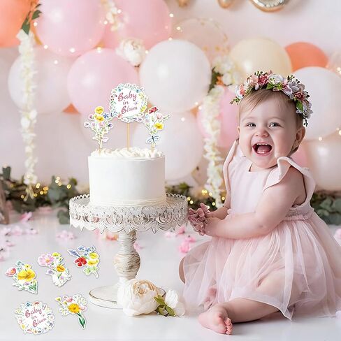 Baby In Bloom Party Cupcake Toppers Decorations, 80PCS Wildflower Birthday Floral Flower Theme Baby Shower Cake Toppers Decorations Garden Party Decor in Saudi Arabia