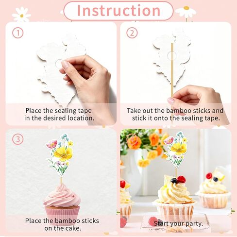 Baby In Bloom Party Cupcake Toppers Decorations, 80PCS Wildflower Birthday Floral Flower Theme Baby Shower Cake Toppers Decorations Garden Party Decor in Saudi Arabia