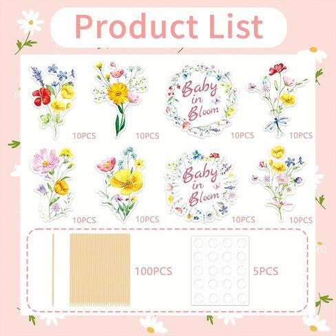 Baby In Bloom Party Cupcake Toppers Decorations, 80PCS Wildflower Birthday Floral Flower Theme Baby Shower Cake Toppers Decorations Garden Party Decor in Saudi Arabia