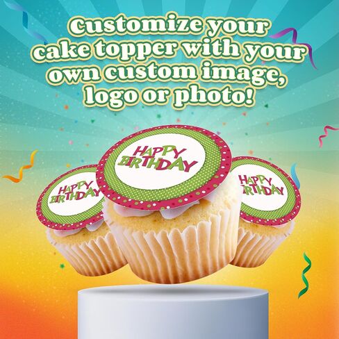 Custom Cupcake Topper: Create Your Special Event with Custom Edible Image Toppers - Upload Photos for Unique, Stylish Designs on Rectangular, Round Cakes and Cupcake - 3.25" Cupcake - 6 Pieces/Sheet in Saudi Arabia