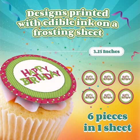 Custom Cupcake Topper: Create Your Special Event with Custom Edible Image Toppers - Upload Photos for Unique, Stylish Designs on Rectangular, Round Cakes and Cupcake - 3.25" Cupcake - 6 Pieces/Sheet in Saudi Arabia