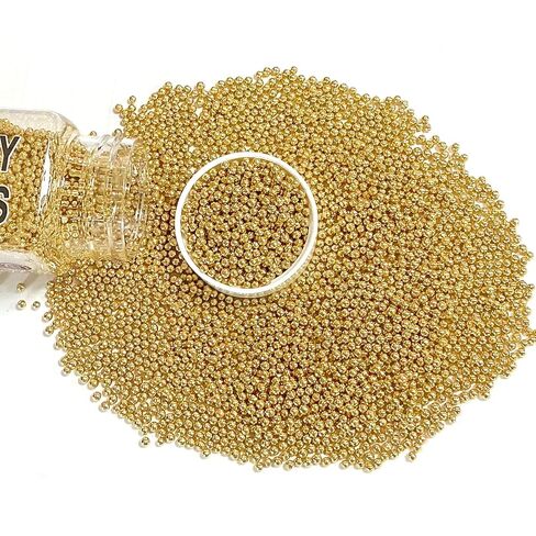 Homipooty Nonpareils Sprinkles Edible Gold Pearl Sugar Sprinkles 110g/3.88oz 2mm Mini Gold Pearls Baking Cakes Cupcake Topper and Cake Decorations for Valentines Day Halloween Christmas in Saudi Arabia