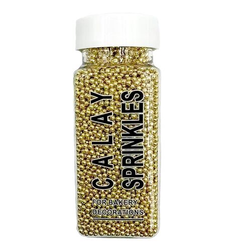 Homipooty Nonpareils Sprinkles Edible Gold Pearl Sugar Sprinkles 110g/3.88oz 2mm Mini Gold Pearls Baking Cakes Cupcake Topper and Cake Decorations for Valentines Day Halloween Christmas in Saudi Arabia