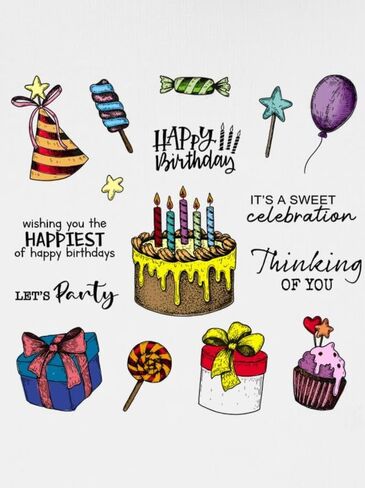 Happy Birthday Clear Stamps for Card Making, Cake Gift Clear Rubber Stamps Birthday Words Silicone Reusable Stamp for DIY Scrapbooking Paper Craft Album Decor in Saudi Arabia