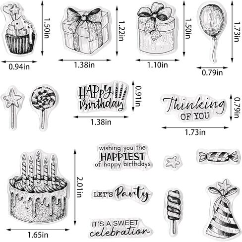 Happy Birthday Clear Stamps for Card Making, Cake Gift Clear Rubber Stamps Birthday Words Silicone Reusable Stamp for DIY Scrapbooking Paper Craft Album Decor in Saudi Arabia