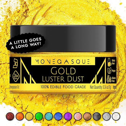 MONÉGASQUE Gold Edible Glitter for Drinks 15g – Edible Glitter for Cakes & Cocktails - St Patrick's Day Cake Decoration Sprinkles - Gold Luster Dust for Cocktail & Cake Topper - Drink Shimmer Spray in Saudi Arabia