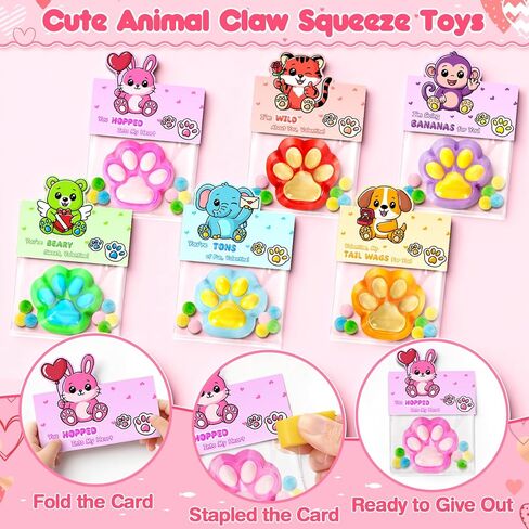 Valentines Day Cards for Kids School - 30 Packs Cute Squeeze Toys with Cards, Valentine Party Favors Toys for Boys & Girls, Ideal Exchange Cards for Classroom in Saudi Arabia