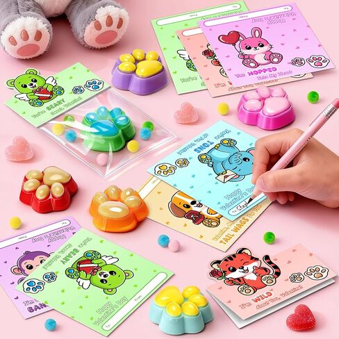 Valentines Day Cards for Kids School - 30 Packs Cute Squeeze Toys with Cards, Valentine Party Favors Toys for Boys & Girls, Ideal Exchange Cards for Classroom in Saudi Arabia