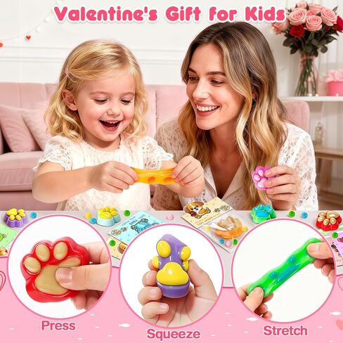Valentines Day Cards for Kids School - 30 Packs Cute Squeeze Toys with Cards, Valentine Party Favors Toys for Boys & Girls, Ideal Exchange Cards for Classroom in Saudi Arabia