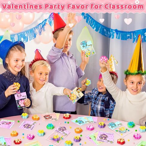 Valentines Day Cards for Kids School - 30 Packs Cute Squeeze Toys with Cards, Valentine Party Favors Toys for Boys & Girls, Ideal Exchange Cards for Classroom in Saudi Arabia