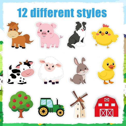 1200 Pcs Farm Animal Stickers Roll 1.5'' Farm Theme Self-Adhesive Sticker Labels 12 Designs Barnyard Animal Cow Sheep Pig Incentive Decals for Classroom Teacher Reward Office Envelope Gift Party Decor in Saudi Arabia