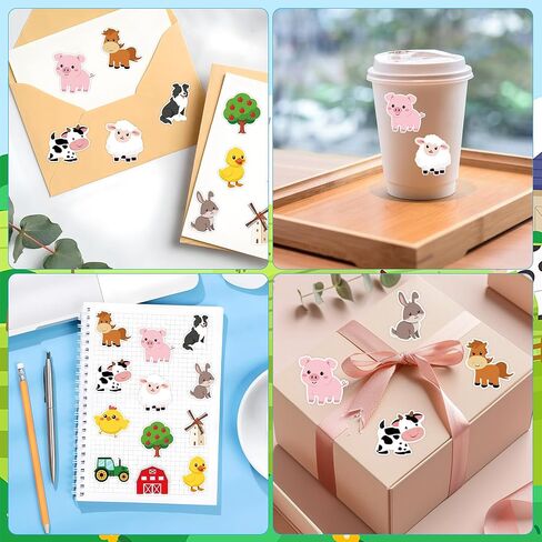 1200 Pcs Farm Animal Stickers Roll 1.5'' Farm Theme Self-Adhesive Sticker Labels 12 Designs Barnyard Animal Cow Sheep Pig Incentive Decals for Classroom Teacher Reward Office Envelope Gift Party Decor in Saudi Arabia