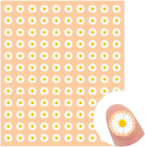 ملصقات JarThenaAMCS 2400 قطعة من ملصقات Daisy الصغيرة ذات زهرة الربيع البيضاء ذاتية اللصق للأظرف ومكافأة سجل القصاصات وأعياد الميلاد وحفلات الزفاف وديكور هيبي رائع، 0.5 بوصة in Kuwait