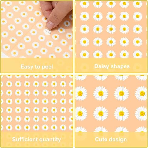 ملصقات JarThenaAMCS 2400 قطعة من ملصقات Daisy الصغيرة ذات زهرة الربيع البيضاء ذاتية اللصق للأظرف ومكافأة سجل القصاصات وأعياد الميلاد وحفلات الزفاف وديكور هيبي رائع، 0.5 بوصة in Kuwait