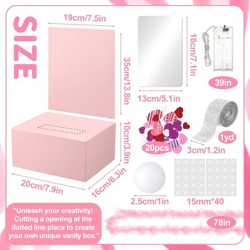 Thyle 38 Pcs Valentines Vanity Box Mailbox DIY Craft Kit Vanity Desk Card Box Making Set Valentines Day Table Mailbox for School Classroom Game Activities Exchange Gift Holiday Party Favor Decoration in Saudi Arabia