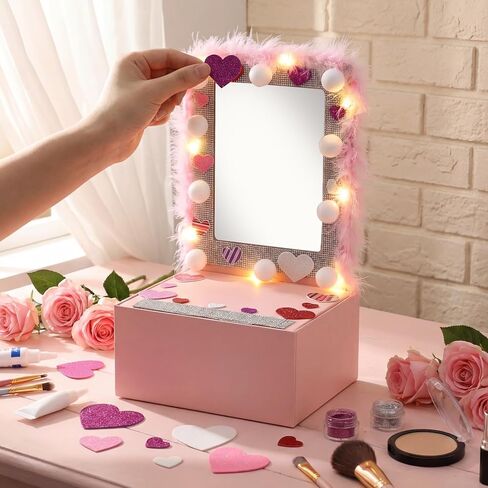 Thyle 38 Pcs Valentines Vanity Box Mailbox DIY Craft Kit Vanity Desk Card Box Making Set Valentines Day Table Mailbox for School Classroom Game Activities Exchange Gift Holiday Party Favor Decoration in Saudi Arabia
