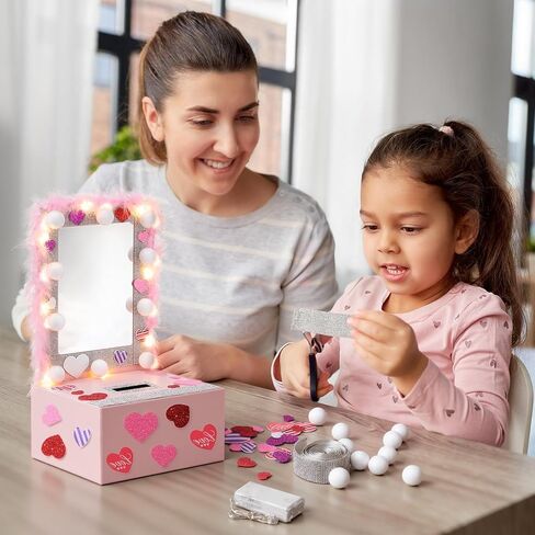 Thyle 38 Pcs Valentines Vanity Box Mailbox DIY Craft Kit Vanity Desk Card Box Making Set Valentines Day Table Mailbox for School Classroom Game Activities Exchange Gift Holiday Party Favor Decoration in Saudi Arabia