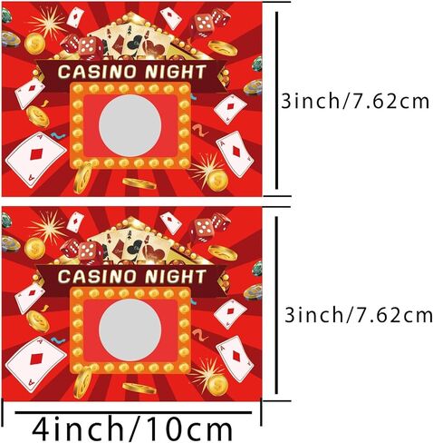 50 Pack Casino Theme Party Decorations Scratch Off Cards Casino Games Card with Silver Scratch Stickers - 3 x 4 Inch Casino Night Party Gambling Scratch Off Game Cards for Party Favors, Business in Saudi Arabia