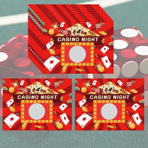 50 Pack Casino Theme Party Decorations Scratch Off Cards Casino Games Card with Silver Scratch Stickers - 3 x 4 Inch Casino Night Party Gambling Scratch Off Game Cards for Party Favors, Business in Saudi Arabia