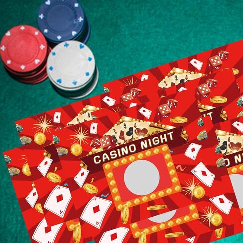 50 Pack Casino Theme Party Decorations Scratch Off Cards Casino Games Card with Silver Scratch Stickers - 3 x 4 Inch Casino Night Party Gambling Scratch Off Game Cards for Party Favors, Business in Saudi Arabia