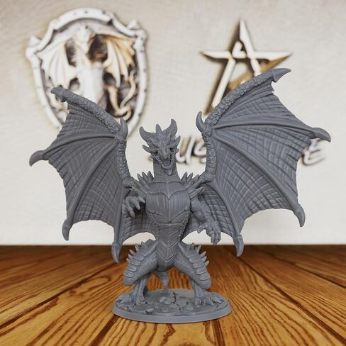 Tabletop Unpainted Miniatures for TTRPG - 28mm Scale Fantasy Winged Drake Minis Figurine for Dungeon Masters & Miniature Game, RPG Accessory Figure - 6.2cm Flimtrax Dragon Mini (AS429) in Saudi Arabia