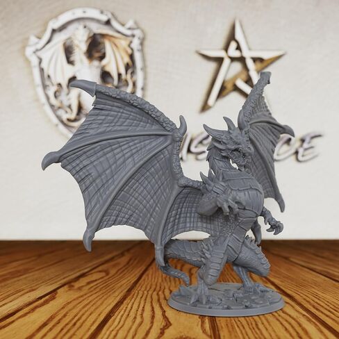 Tabletop Unpainted Miniatures for TTRPG - 28mm Scale Fantasy Winged Drake Minis Figurine for Dungeon Masters & Miniature Game, RPG Accessory Figure - 6.2cm Flimtrax Dragon Mini (AS429) in Saudi Arabia