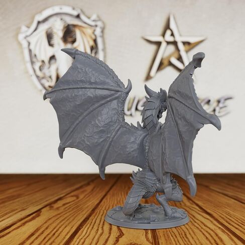 Tabletop Unpainted Miniatures for TTRPG - 28mm Scale Fantasy Winged Drake Minis Figurine for Dungeon Masters & Miniature Game, RPG Accessory Figure - 6.2cm Flimtrax Dragon Mini (AS429) in Saudi Arabia
