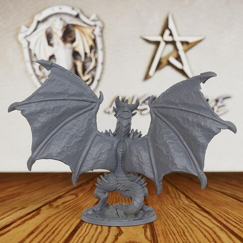 Tabletop Unpainted Miniatures for TTRPG - 28mm Scale Fantasy Winged Drake Minis Figurine for Dungeon Masters & Miniature Game, RPG Accessory Figure - 6.2cm Flimtrax Dragon Mini (AS429) in Saudi Arabia