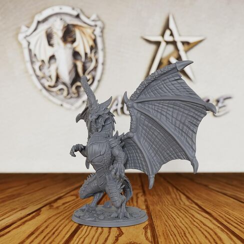 Tabletop Unpainted Miniatures for TTRPG - 28mm Scale Fantasy Winged Drake Minis Figurine for Dungeon Masters & Miniature Game, RPG Accessory Figure - 6.2cm Flimtrax Dragon Mini (AS429) in Saudi Arabia