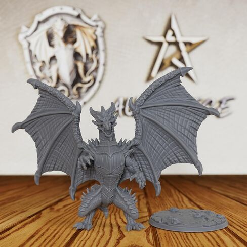 Tabletop Unpainted Miniatures for TTRPG - 28mm Scale Fantasy Winged Drake Minis Figurine for Dungeon Masters & Miniature Game, RPG Accessory Figure - 6.2cm Flimtrax Dragon Mini (AS429) in Saudi Arabia