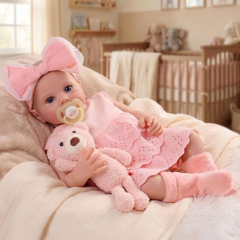 BABESIDE 17 Inch Realistic Reborn Baby Doll Girl - Painted Head Soft Cloth Body Bebe Reborn with Complete Toy Accessories Gift for Kids Age 3+ and Collectors in Kuwait
